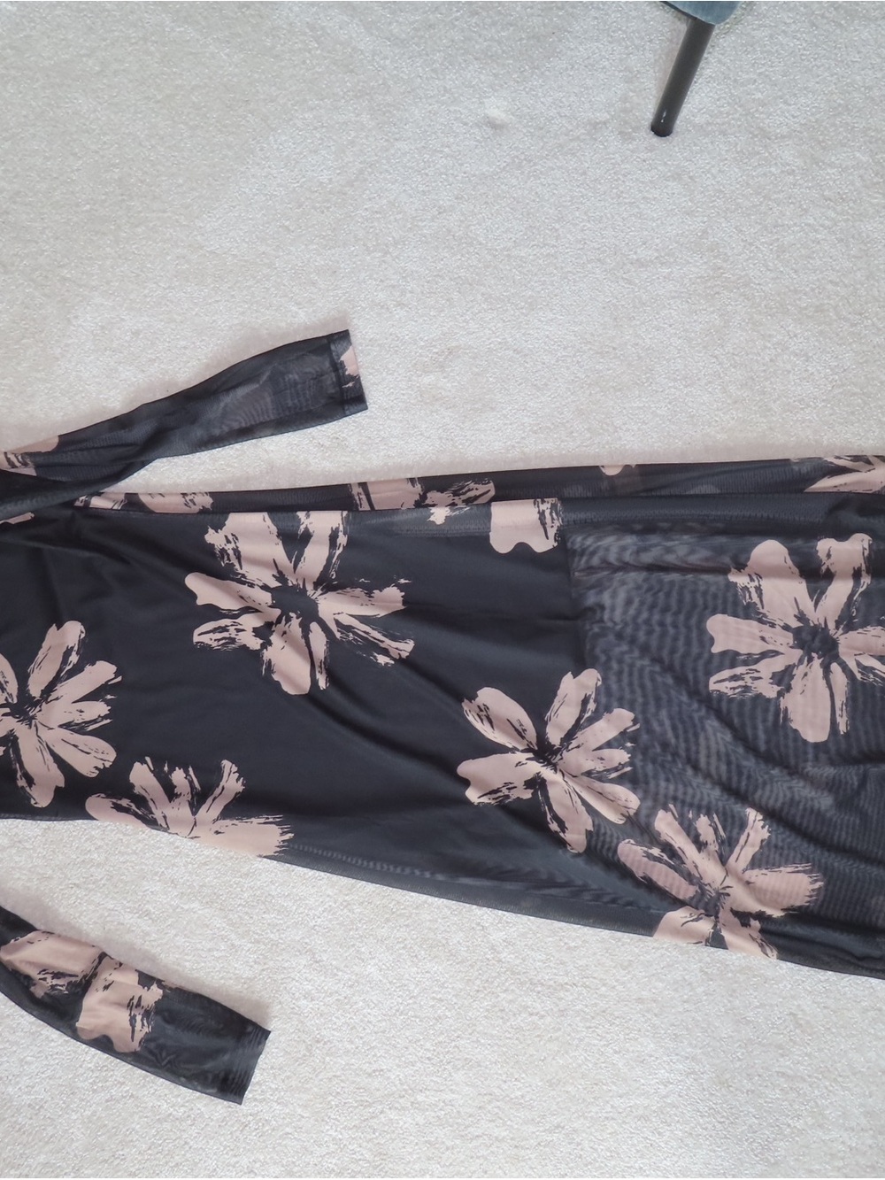 Amazon Black Sheer Maxi Dress with Blush Floral Print